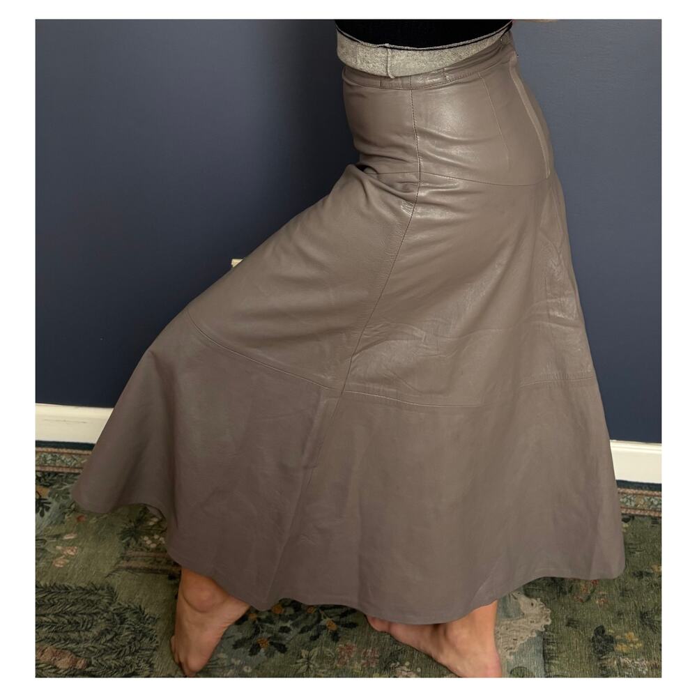 Vintage 90s Sugelli Gray Leather Skirt